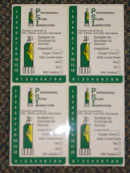 Evidence of Inspection Stickers (Nitrox Service, Qty. 100)